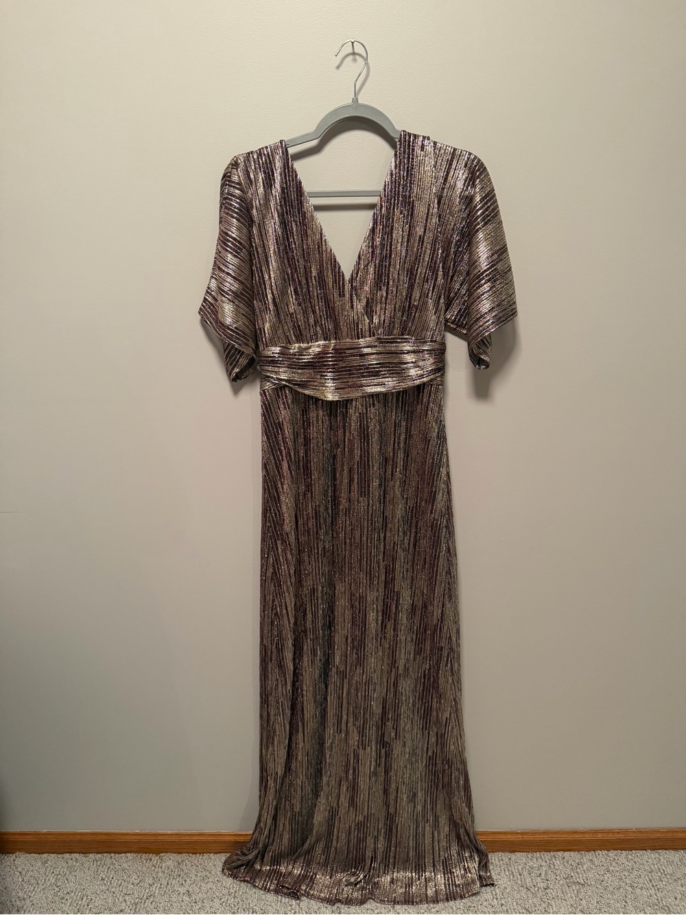 Lilly Pulitzer NWT Parigi Maxi Dress Berry Crinkle Gold Metallic - Picture 7 of 7